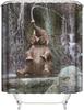 Cute Baby Elephant Shower Curtain Waterfall Scene Design Bathroom Decor Jungle Theme Waterproof Bath Curtain