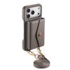 For iPhone 17 Pro Max Case Card Holder Kickstand PU Leather + PC Phone Cover with Mirror and Crossbody Lanyard