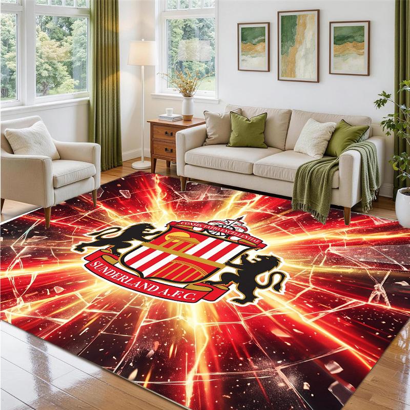 Sunderland Football Design Crystal Velvet Rug Soft Decorative Mat for Bedroom Entrance