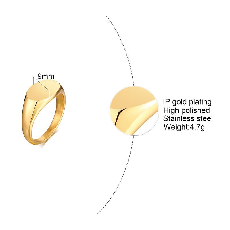 Chic Gold Color Signet Rings for Women,Free Custom Initial Monogram Ring,Young Girls Letter Pinkie Ring,2026 Fashion Jewelry