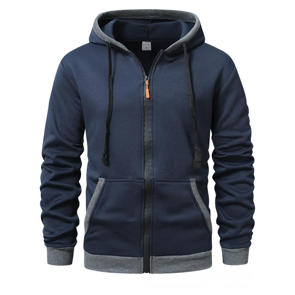 Men's Hoodie Jackets With Pockets Long Sleeve Zipper Drawstring Hooded Sweatshirt Comfort Cotton Coat