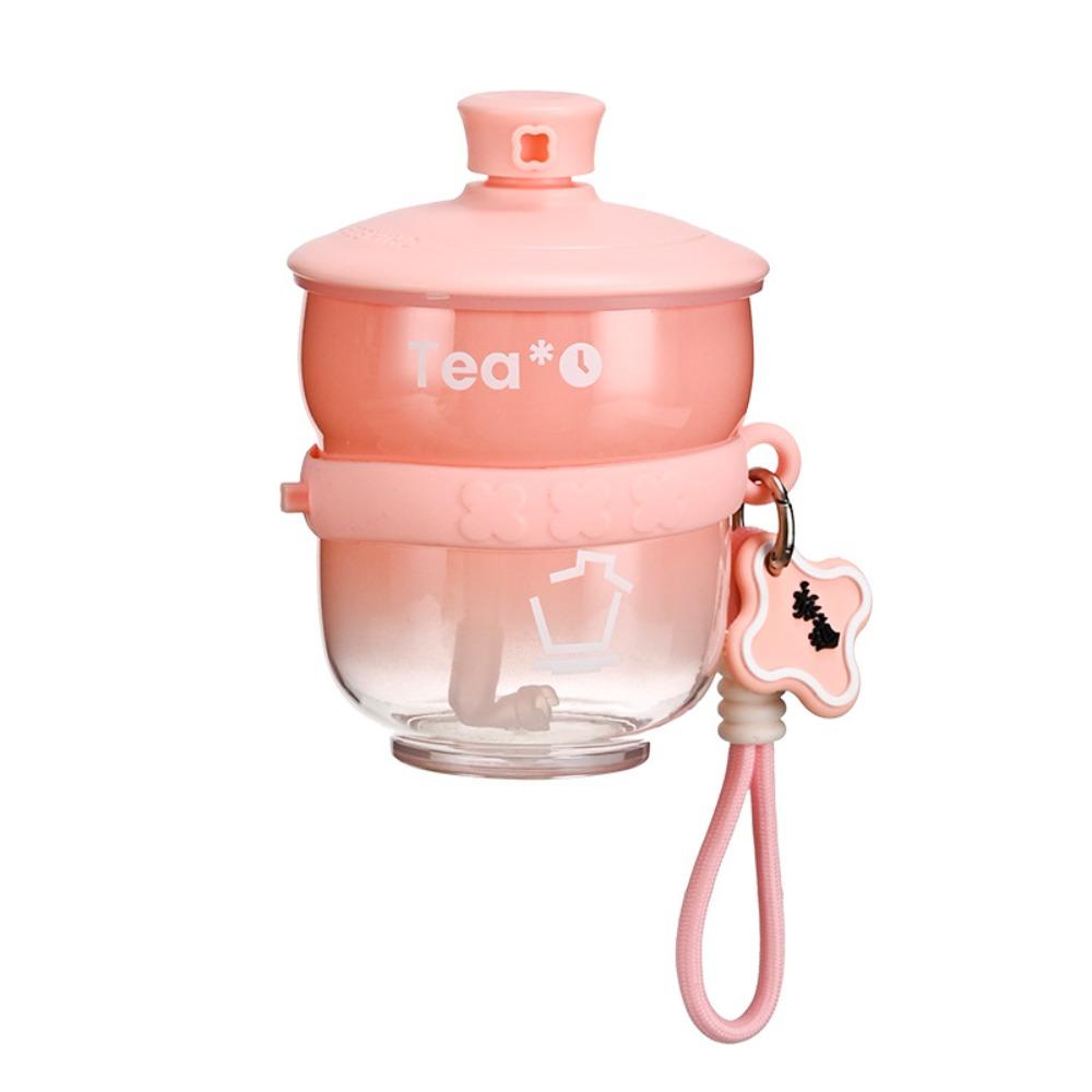 

Plastic Straw Water Bottle Cartoon Straw Cup Cute Beverage Cup Student Use розовый