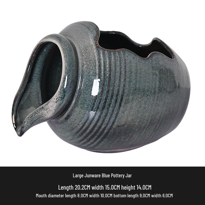 Kiln-Fired Ceramic Water Jar with Filtration, Circulation, and Ornamental Flow for Fish Tanks