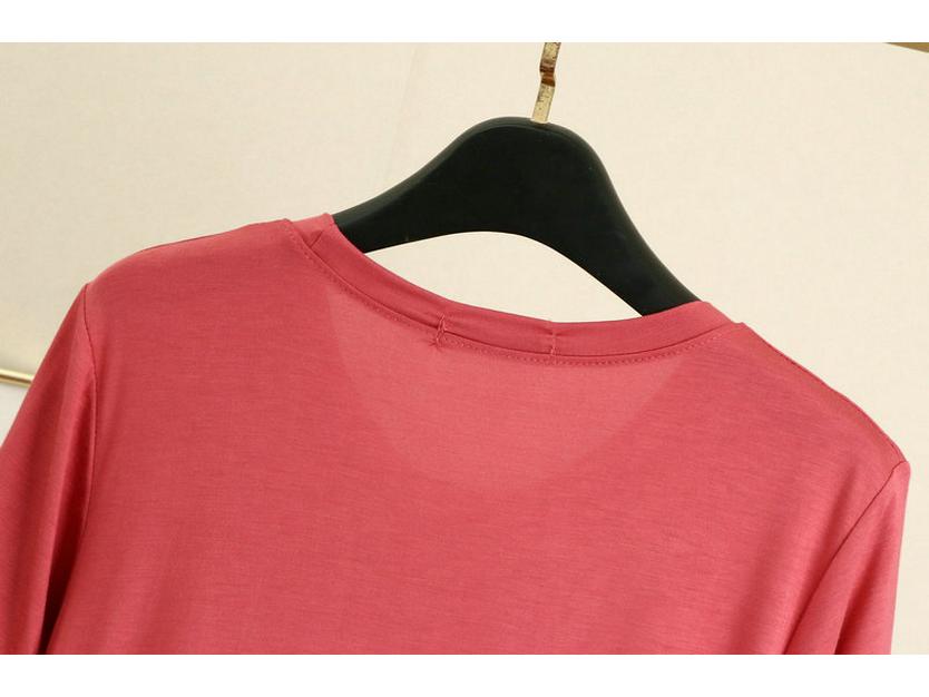 Women's Summer Modal Ruffle Trim T-shirt - Short Sleeve, Loose-Fit, Slimming Half Sleeve