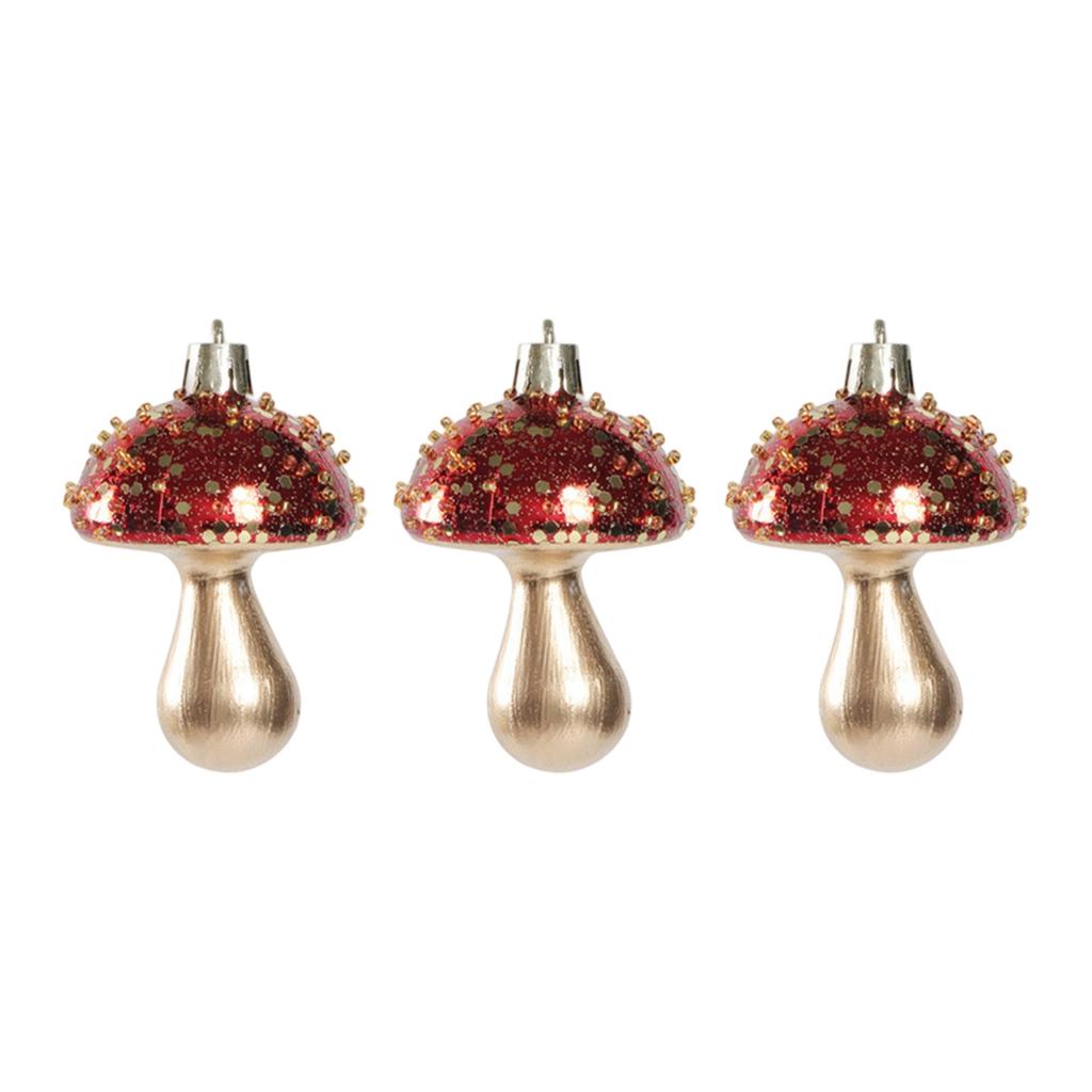 Festive Holiday Mushroom Ornaments 3-Piece Set Adorable Christmas Tree Decorations for Festive Party Atmosphere