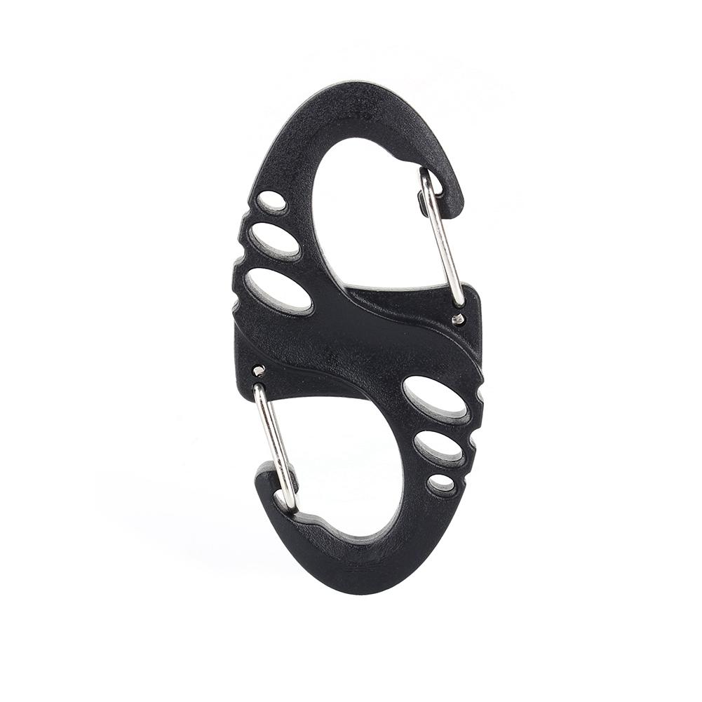 Outdoor EDC Plastic-Steel S-Hook Carabiner Hollow Design Quick-Release Keyring S-Hook Carabiner Double-Hook Keyring чёрный