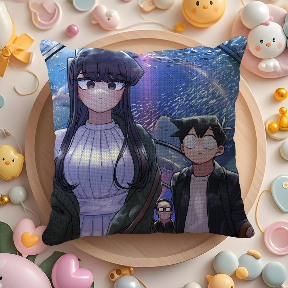 KKomi Cant Communicate Anime Cartoon Pillow Case Pattern Printed Pillowcase for Living Room Sofa Cushion Cover  Bedroom Decor