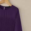 ZANZEA Women Round Neck Long Sleeve Casual Pleated Long Dress
