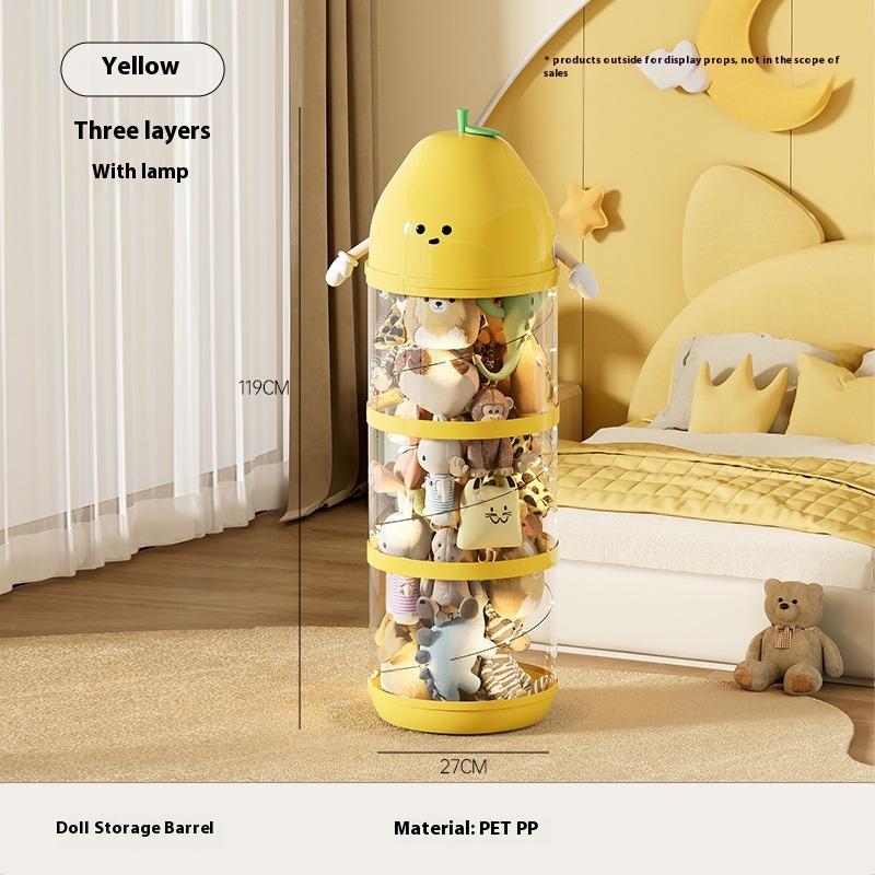 Large Capacity Storage Bucket Transparent Large Children's Toy Storage Box Plush Toy Debris Storage Tube HomeSupplies