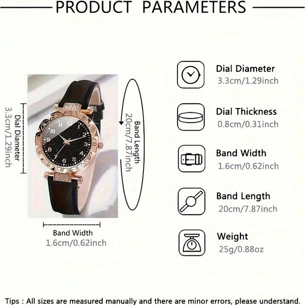 Diamond Watch Women's Belt Digital Disc Quartz Watch High Value Clover Jewelry Watch Set