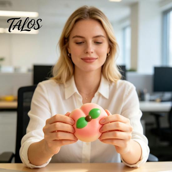 Anxiety Relief Stress Ball Soft Snow Peach Slow-Rising Squeeze Toy Realistic Fruit-Shaped PU Fidget Vibrant Color for Novelty Decompression