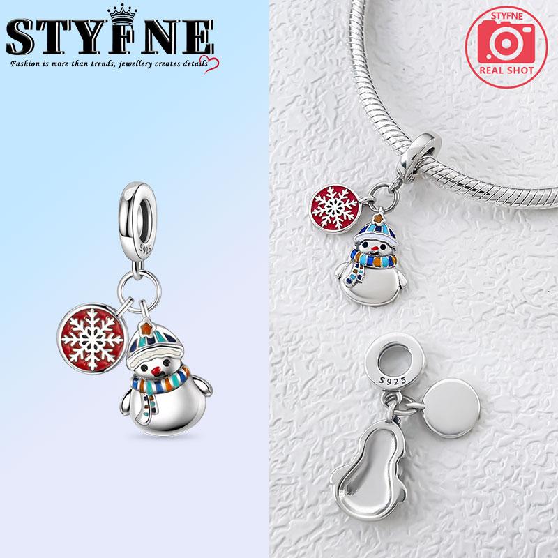 Copper Christmas Series Snowman Snowflake House Charms Beads Pendant For Original Bracelet Woman Girl Jewelry