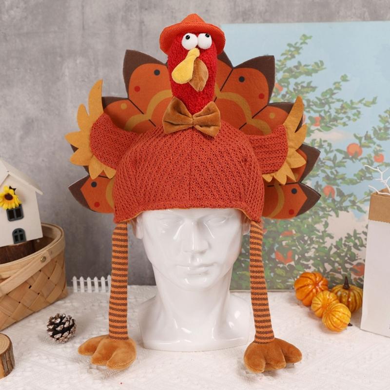 Festival Turkey Shape Costume Hat Thanksgiving Party Headwear Soft Breathable Design For Kids Adults Outdoor Indoor Use