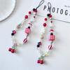 Strawberry Pearl Phone Chain Cherry Love Beads Pendant Charm Sweet Earphone Case Hanging Rope Anti-Lost Lanyard Strap Bag Decor