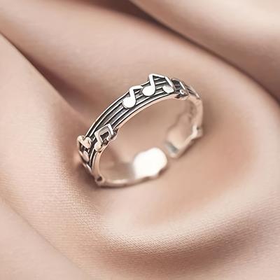 Anello Stupendo Nota Musicale - Regolabile, Placcato Rodio, Costruzione in Lega, Regalo Ideale per Appassionati di Musica, Accessorio Perfetto per Feste, Fest