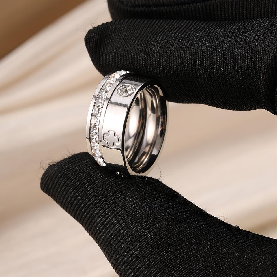 

ZAKOL Классическое круглое кольцо из нержавеющей стали с цирконом для женщин, модное серебряное/золотое цвета, обручальное кольцо для пары, подарок с цирконом 7