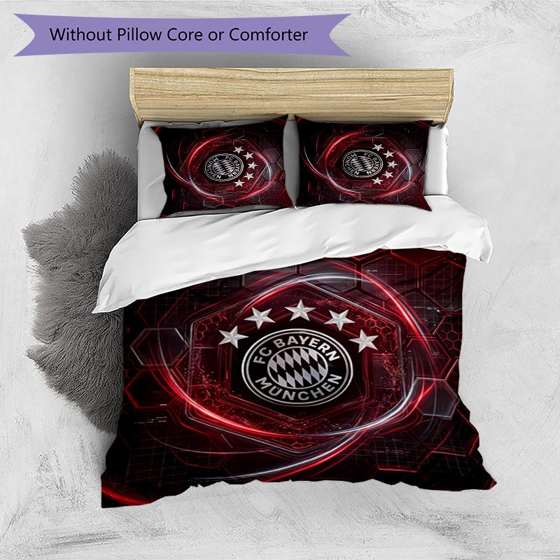 Bayern Munich Pattern Printed 3PCS Bedding Set Soft Skin-Friendly Washable Duvet Cover & Pillowcases Set All Season Bedroom