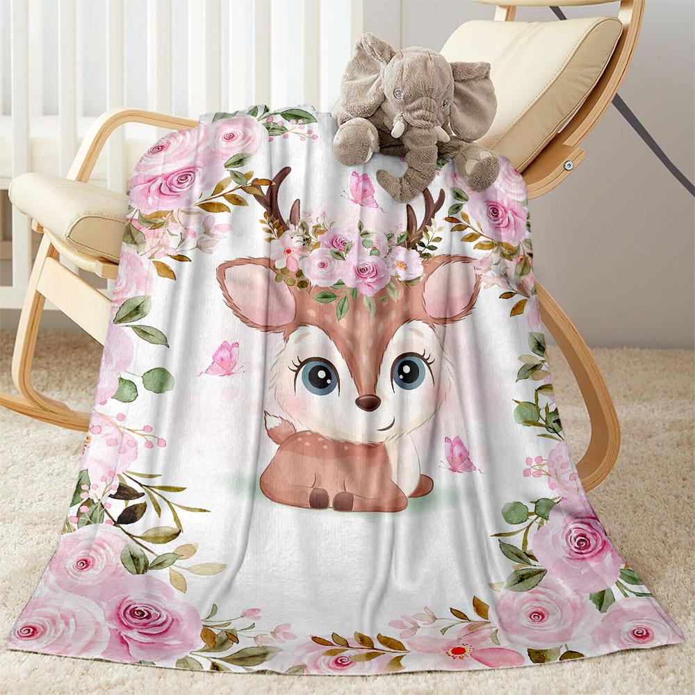 Baby Animals Floral Crown Blankets are suitable for living rooms,making them an ideal choice for outdoor travel and gifts.