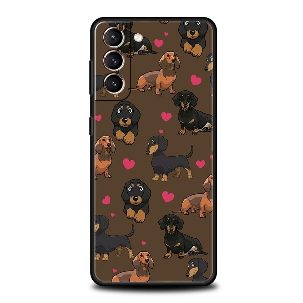 

Чехол для телефона такса Сосисочная собака Для Samsung Galaxy S25 S24 S23 FE S22 Ultra S20 S21 5G S10 Plus S10E Мягкий черный чехол Samsung S24 FE