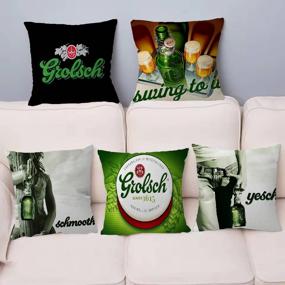 Grolsch Lager Beer Pillow Cover For Bedroom Room And Living Room Sofa Decorative Cushion Cover