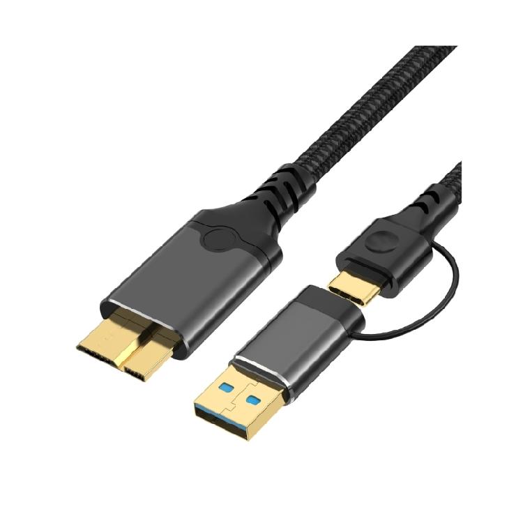 USB 3.0 MicroB File Transfer Cord with Reinforced Relief, Daily Charging Cable for Routine Storage Device Use and Travel