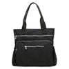 Solid Color Multi Pocket Zip Handbag Nylon Shoulder Storage Bag
