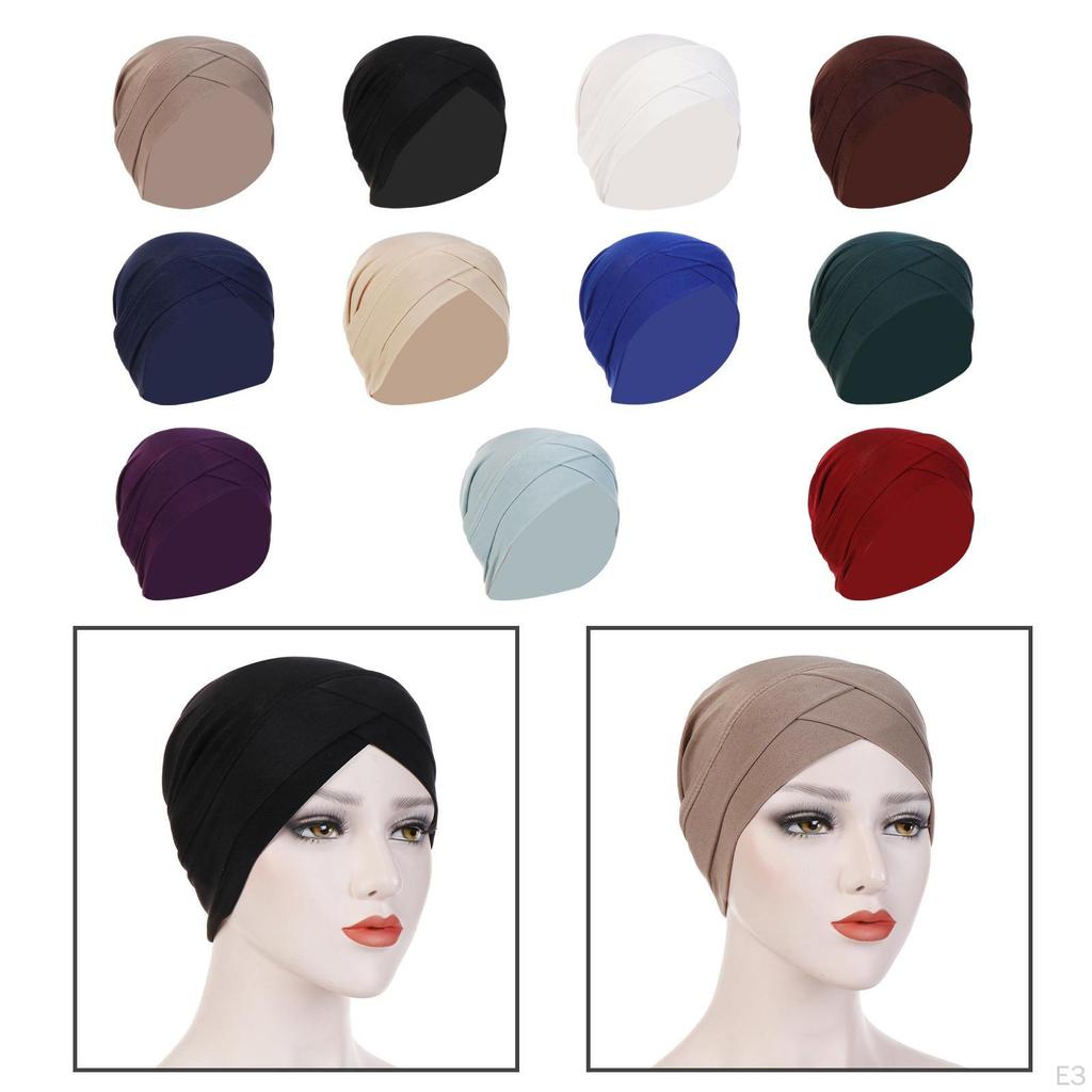 Muslim Indian Turban Hat Elastic Hijab Headwrap Beanie Headwear Accessories