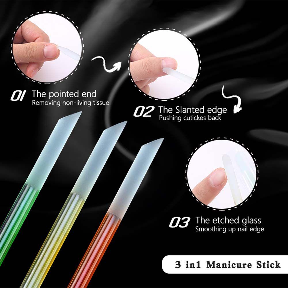 Art Tools Gradient Color Double Sided Nail File Pedicure Tool Glass Cuticle Pusher Cuticle Remover