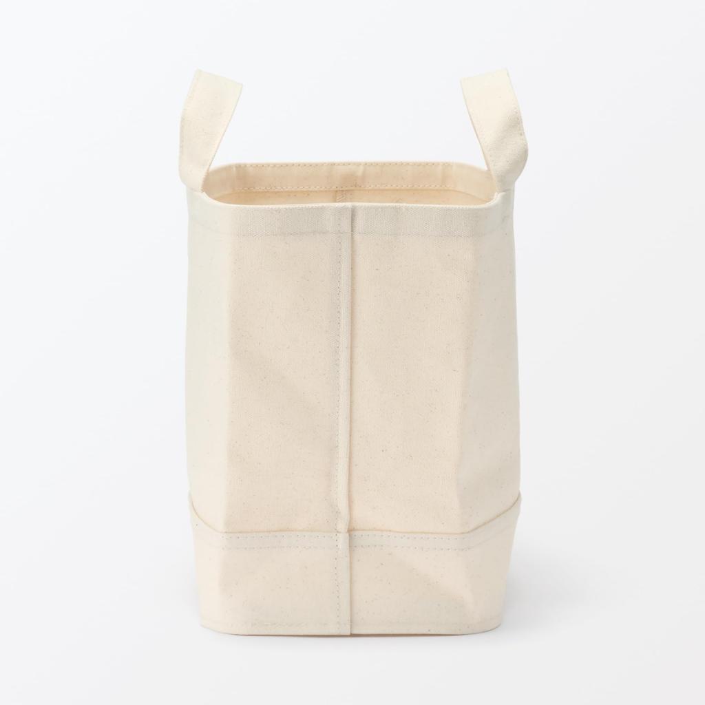 MUJI Cotton Canvas Soft Box with Slim W37 X X Clothing Storage Storage Box Handle, Large, Approx. D18.5 H26cm, 23090001, Case, Case,