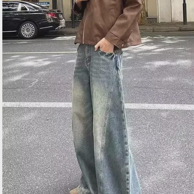 2024 Chlapecké džínové džíny s širokými nohavicemi rovného střihu - Trendy ležérní šavlové kalhoty na jaro a podzim