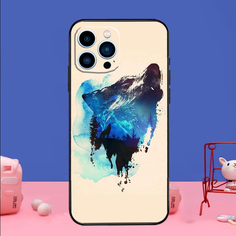 Wolf Art Black Phone Case For iPhone 17 Air 16 15 14 11 12 13 Pro Max 13 Mini 15 16 Plus 16e Bumper Cover