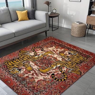Bohemian Style Tiger Pattern Home Decor Large Carpets for Living Room, Sofa Cushions, Door Mats, Coffee Table Mats, Bedroom Rugs