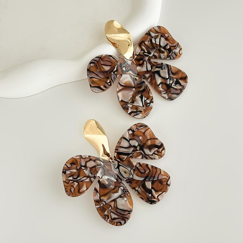 Ingemark Exaggerated Irregular Acrylic Big Flower Drop Earrings Women Vintage Geometry Piercing Earrings 2026 New Charm Jewelry