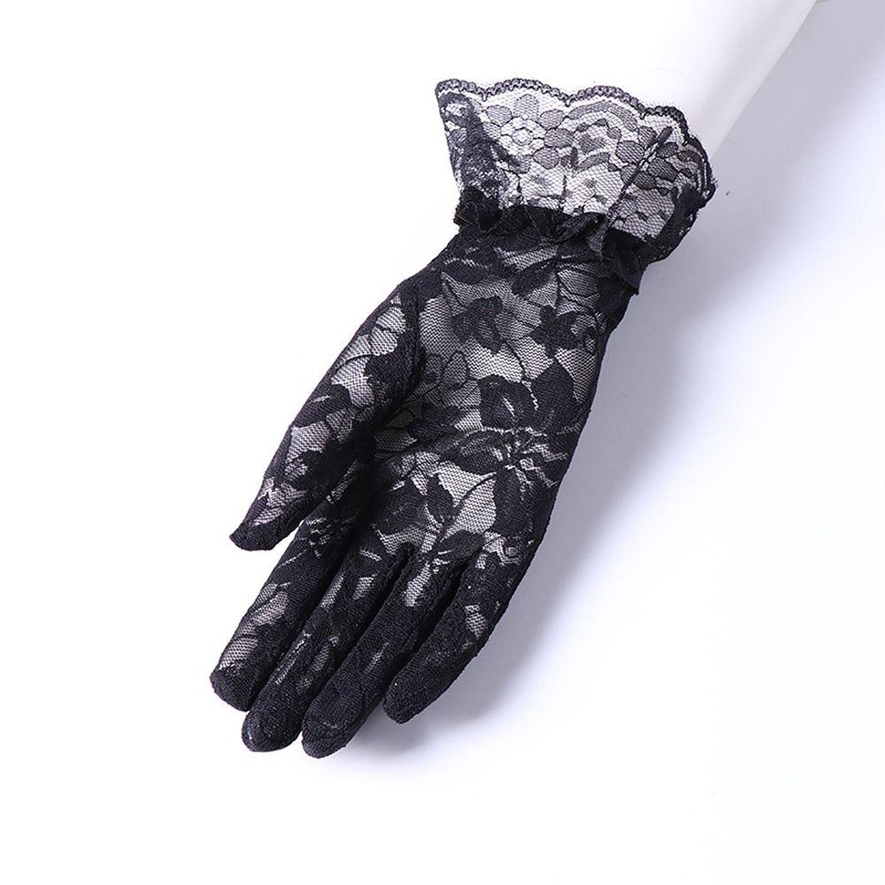 Thin Lace Flower Gloves Sun Protection Summer Mittens Sweet Mesh Hollow Gloves  Driving