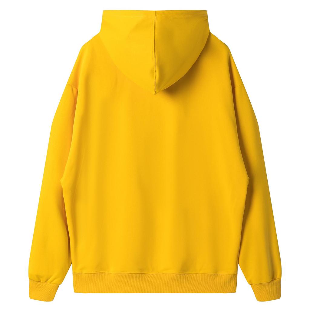 Loose Oversized Drop Shoulder Hooded Pullover Sweatshirt with Pocket - Solid Color, European Size, Customizable Design