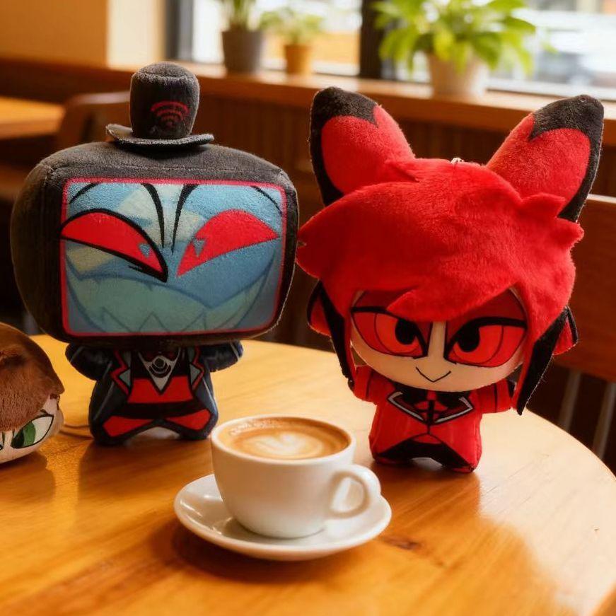10cm Hazbined Alastor VOX Plushies Hotel Lucifer Stuffed Toys Doll Anime Soft Plush Keychain Decorative Pendant Gift
