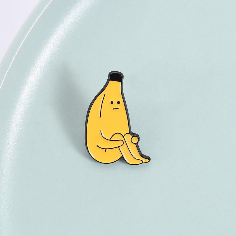 Cute Lazy Banana Enamel Pin Cartoon Fruit Character Brooch Collar Pins For Backpack Clothing Decoration Funny Badge Gifts