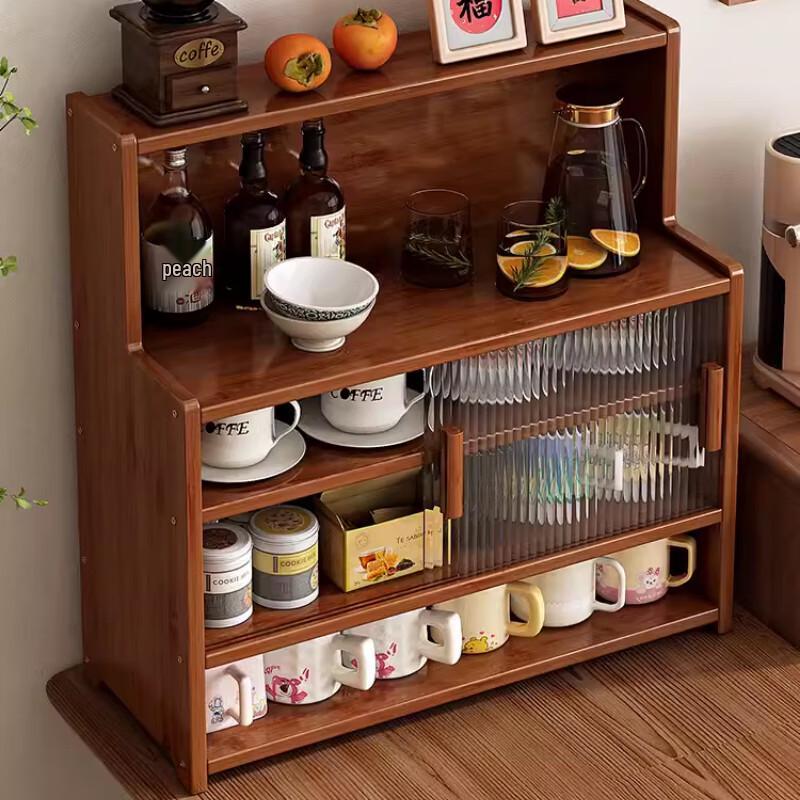 Modern Desktop Storage Cabinet with Glass Sliding Door