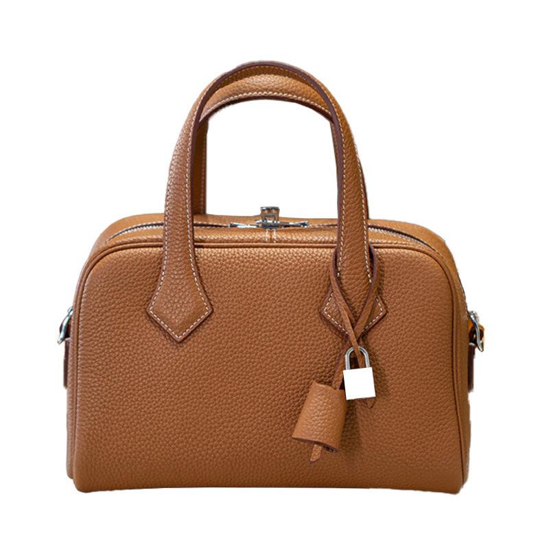 First layer TC cowhide Victoria 27cm bowling bag new leather large capacity tote bag portable shoulder bag