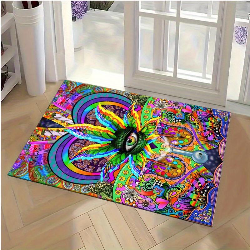 

Яркая готическая психоделическая накладка для области глаз - красочный абстрактный дизайн с черепом, сердцем и цветочным узором, ковровое украшение 50x80cm