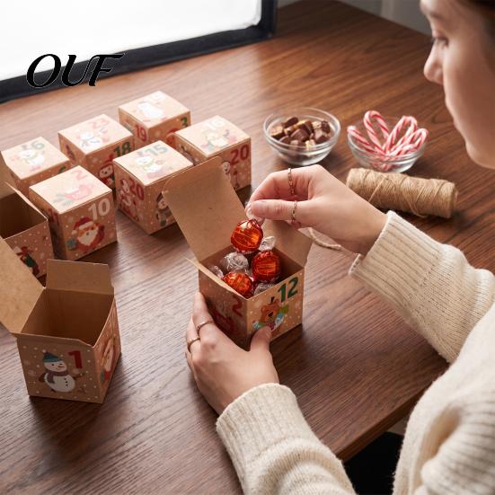 DIY Holiday Gift Packaging 24 Pcs Christmas Advent Calendar Boxes, Days Countdown Box, Party Favor Containers Empty Cardboard Number Box To