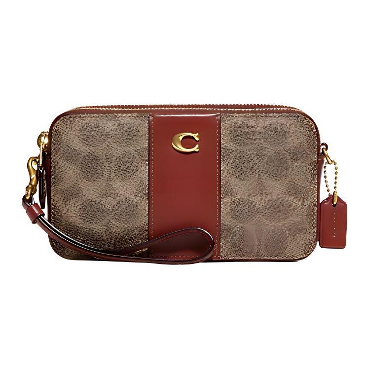 

Coach Kira 19 Classic Monogram Color Block Leather Crossbody Bag Women bags Brown CH797-B4NQ4 Basic Set (Bag+Dust Bag)
