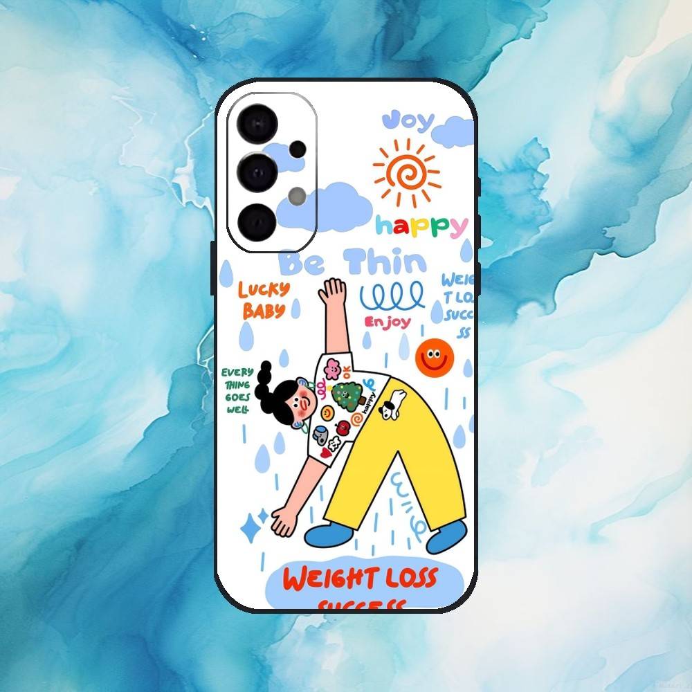 Colorful Whimsy Girl Phone Case For Samsung Galaxy A73,A72,A71,A70,A53,A52,A51,Soft Silicone Black Cover
