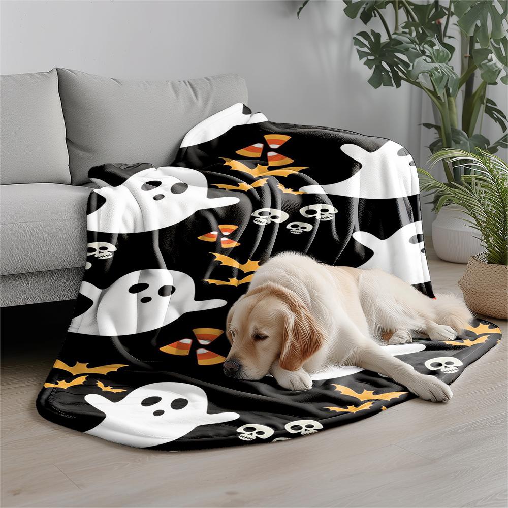 Ghost Halloween Print Microfiber Flannel Cover Blanket Bedroom Living Room Sofa Soft And Comfortable Home Decoration