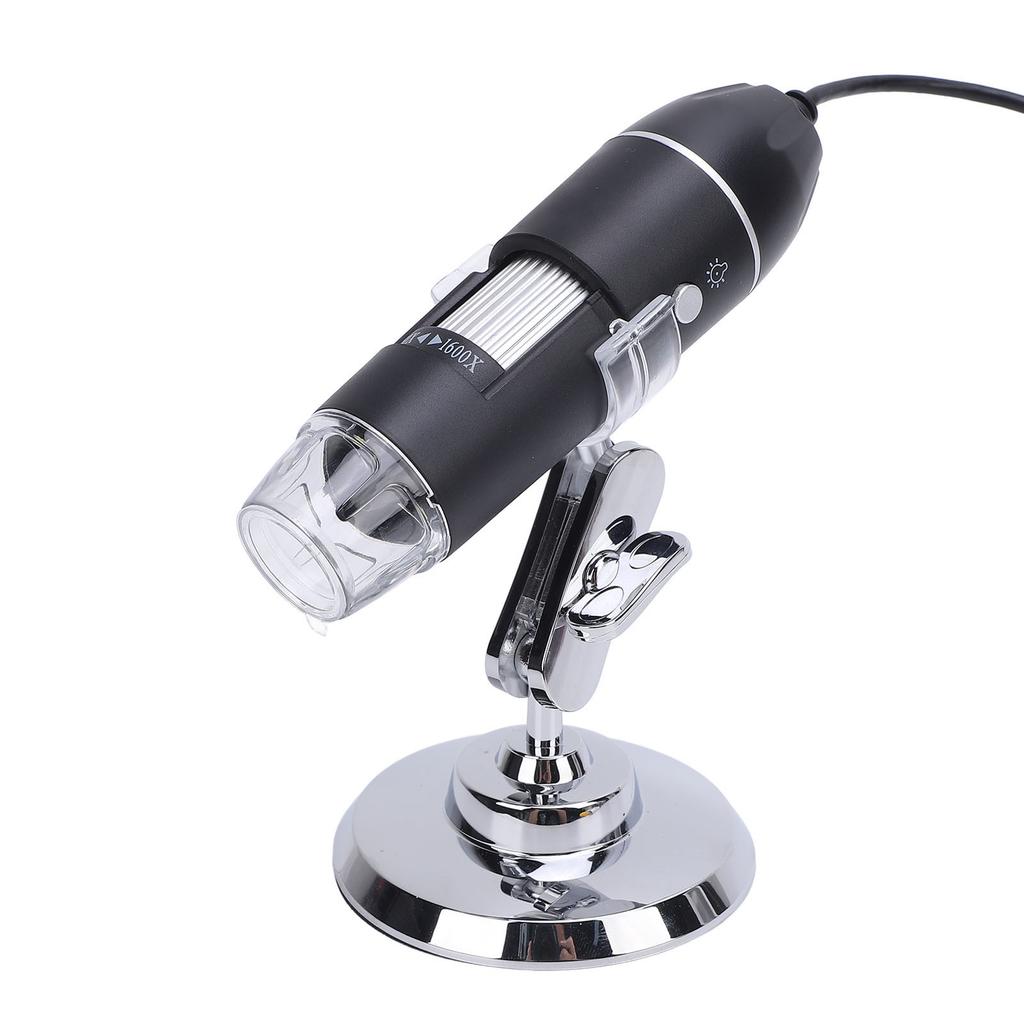 USB Microscope 1600X Portable Electron 3 In 1 Handheld Digital with 360 Rotate Stand 8 LED Lights