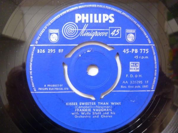 7inch Record FRANKIE VAUGHAN - Kisses Sweeter Than Wine 45PB775 PHILIPS 1957 UK Pop Used
