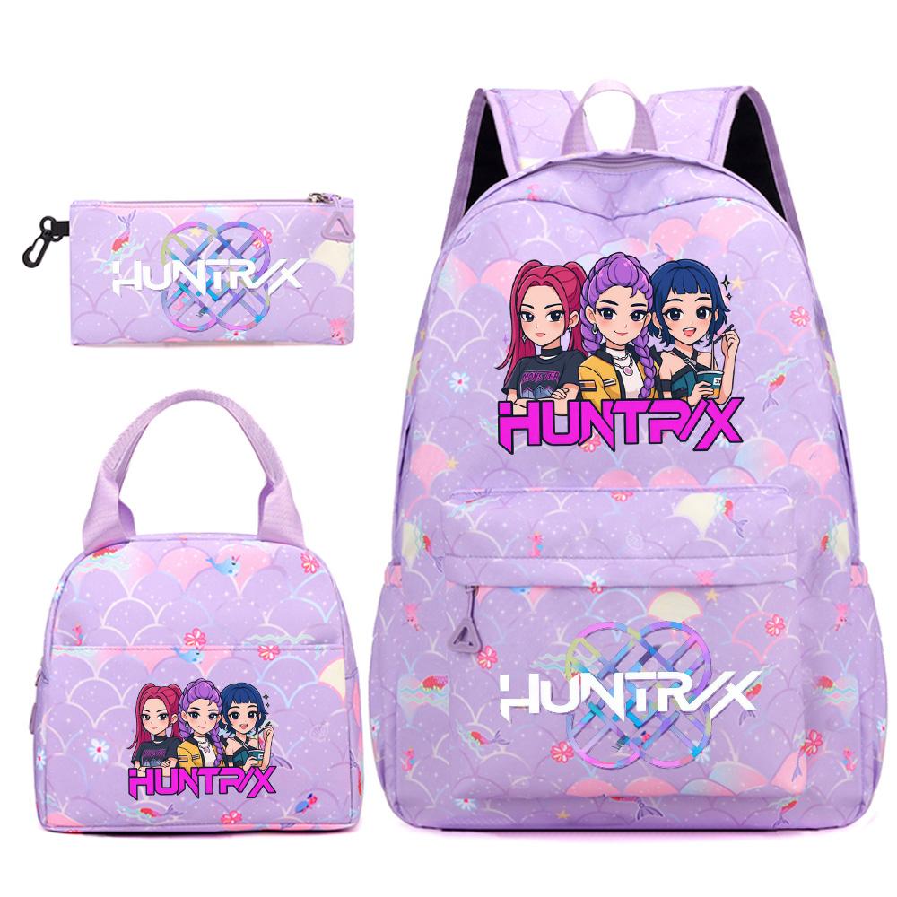 3Pcs/set Cute Kpop Printed Backpack Handbag Pencil Case for Teenger Student Girl Boy Schoolbag Kid Bookbag Large Capacity Travel Bag Gift Mochila