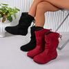 Ein-Schritt-Damen-Nude-Stiefel Modisch Und Lässig Stapelabsatz Elastisch Flach Niedrigschaft Damenstiefel Plissiert Einfarbig Runde Spitze