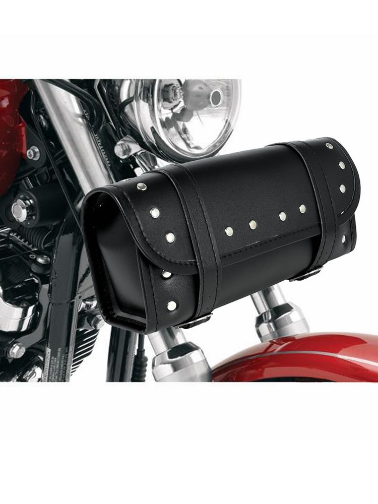 Black Retro Motorcycle Cruiser Tool Bag Tube Shape Handlebar Front Fork Bag Motorcycle Off-road Mini Buckle Hanging Bag Latest
