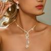 Elegant Gold-Tone Floral Jewelry Set Women Water Crystal Necklace Earrings OL Style Evening Wedding Accessory